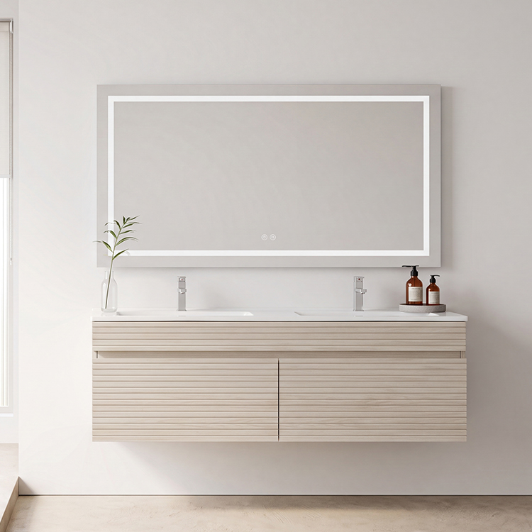 Fluted Light Oak Bathroom Vanity