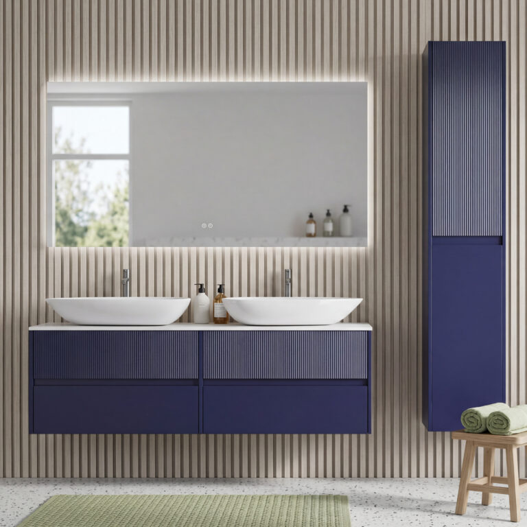 Natural Wood Double Sink Bathroom Vanity