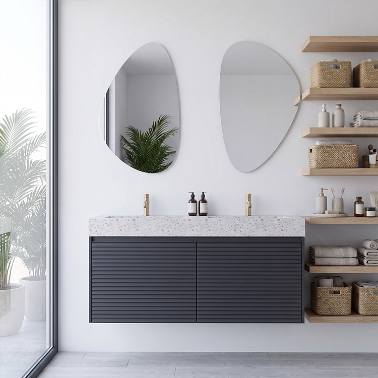 Natural Oak Fluted Bathroom Vanity