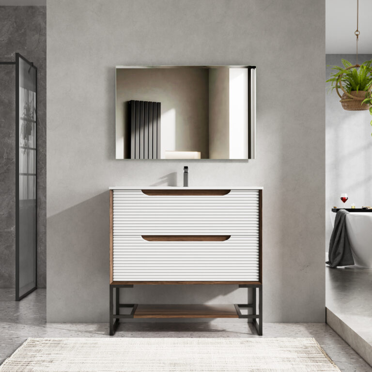 Fluted Freestanding Bathroom Vanity