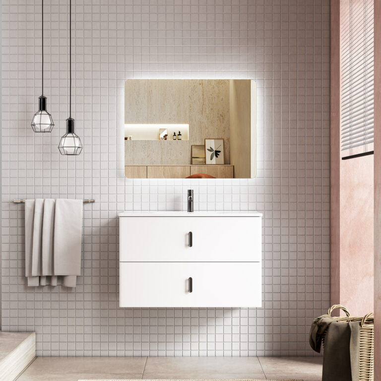 Modern White Wall Mounted Bathroom Vanity