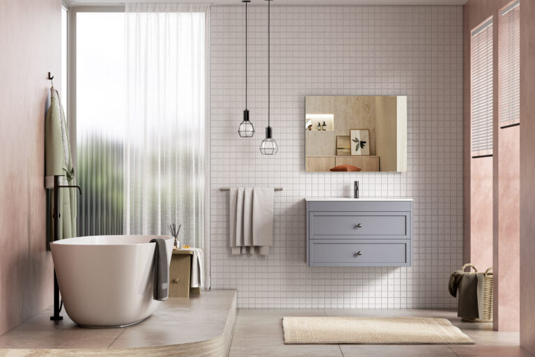 Grey Wall Mounted Bathroom Vanity