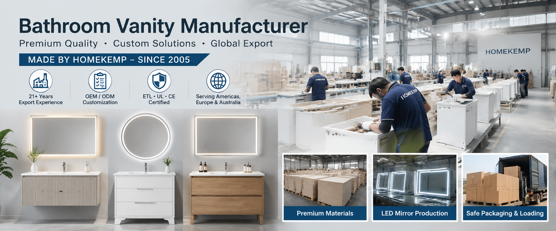 Bathroom vanity manufacturer production line