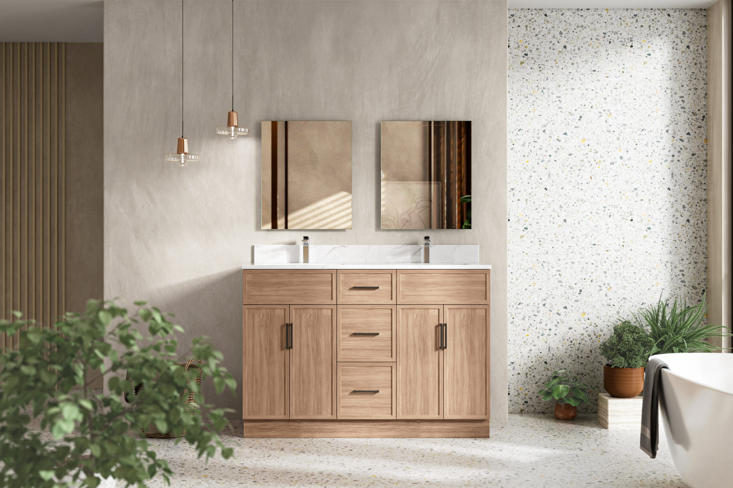Large Oak Freestanding Bathroom Vanity