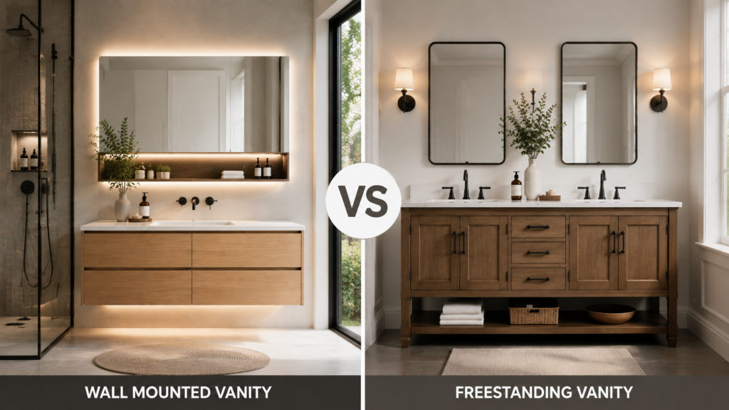 Wall mounted vs freestanding bathroom vanity comparison