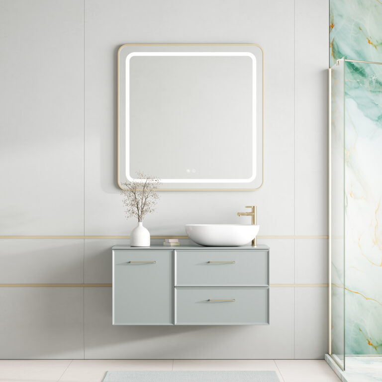sage grey wall mounted bathroom cabinet