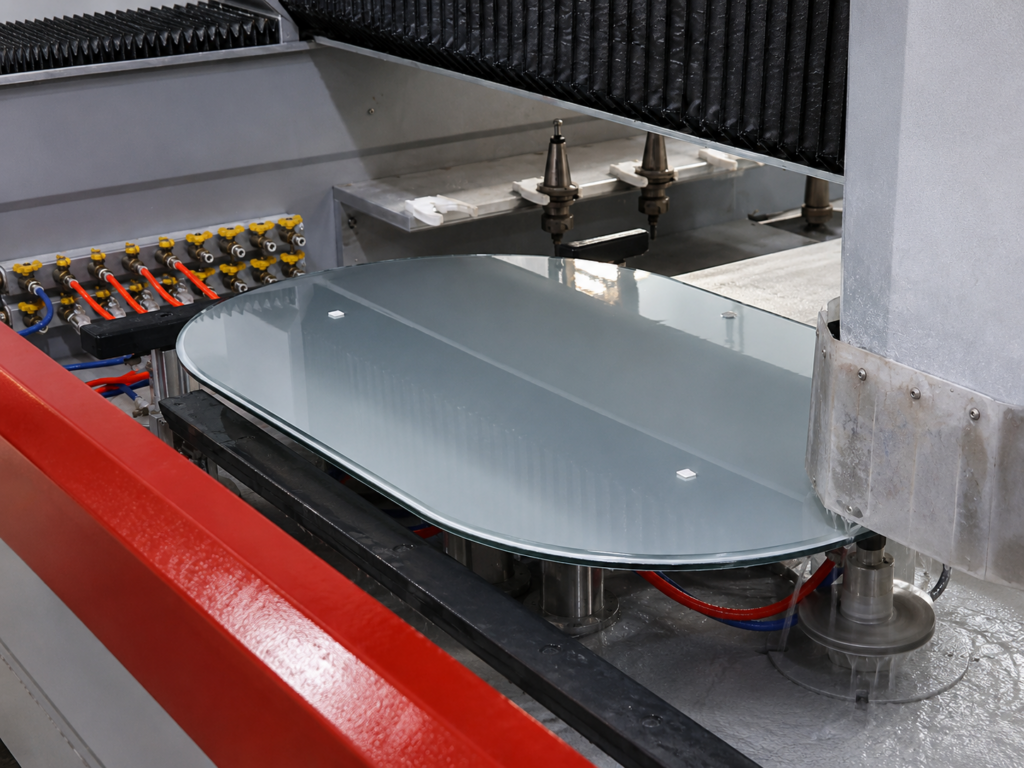 Bathroom mirror glass edge grinding and polishing process