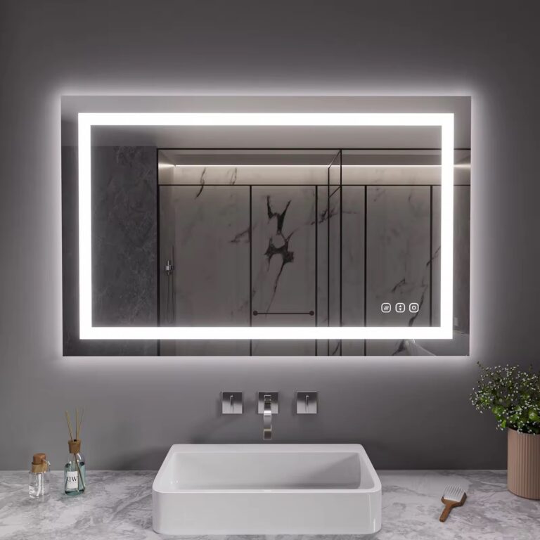 front and backlit LED bathroom mirror