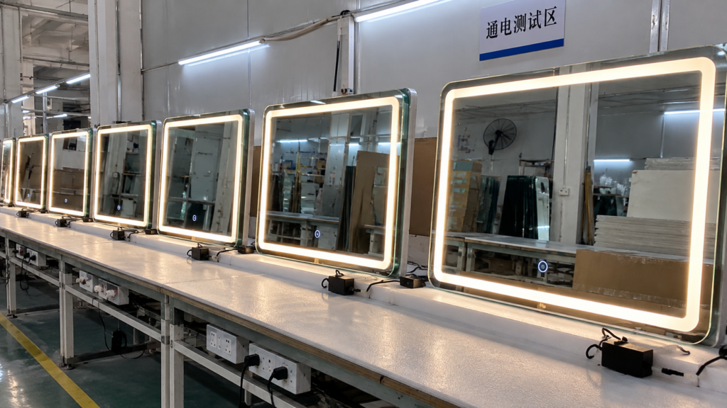 LED bathroom mirror lighting and brightness quality test