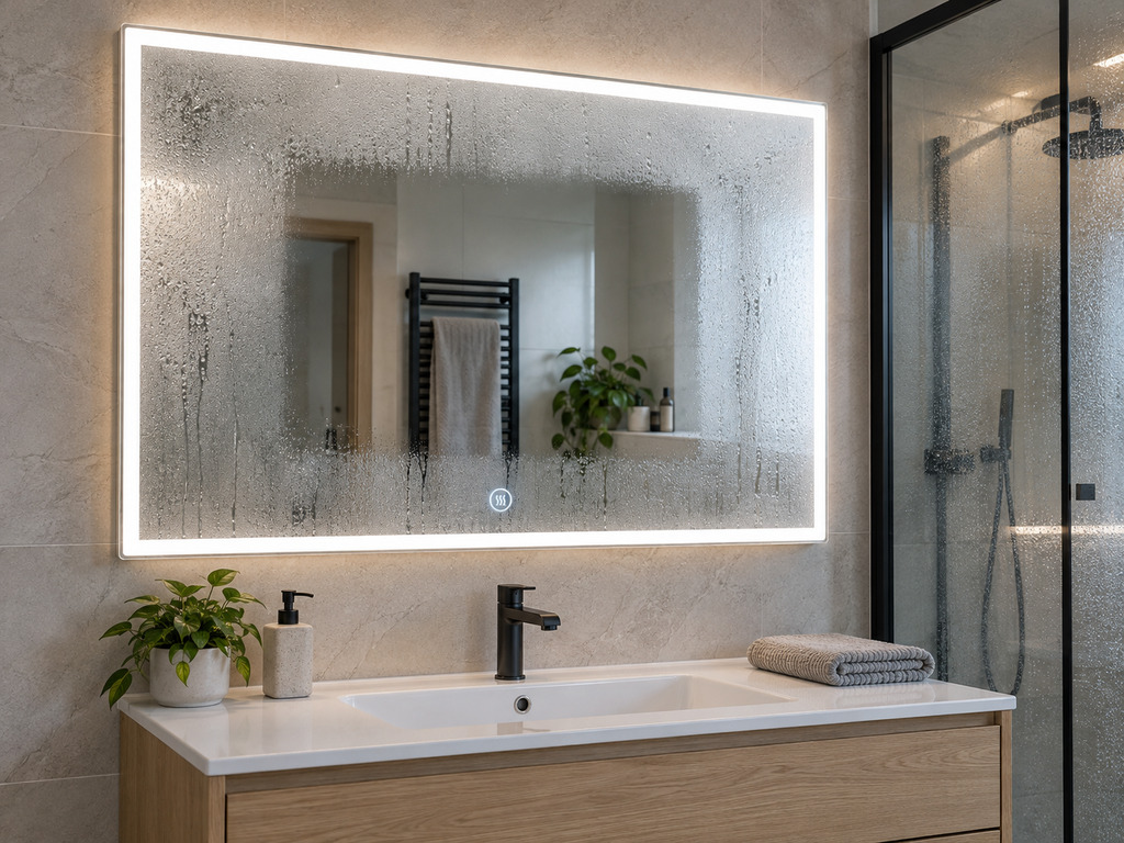Anti-fog LED bathroom mirror function