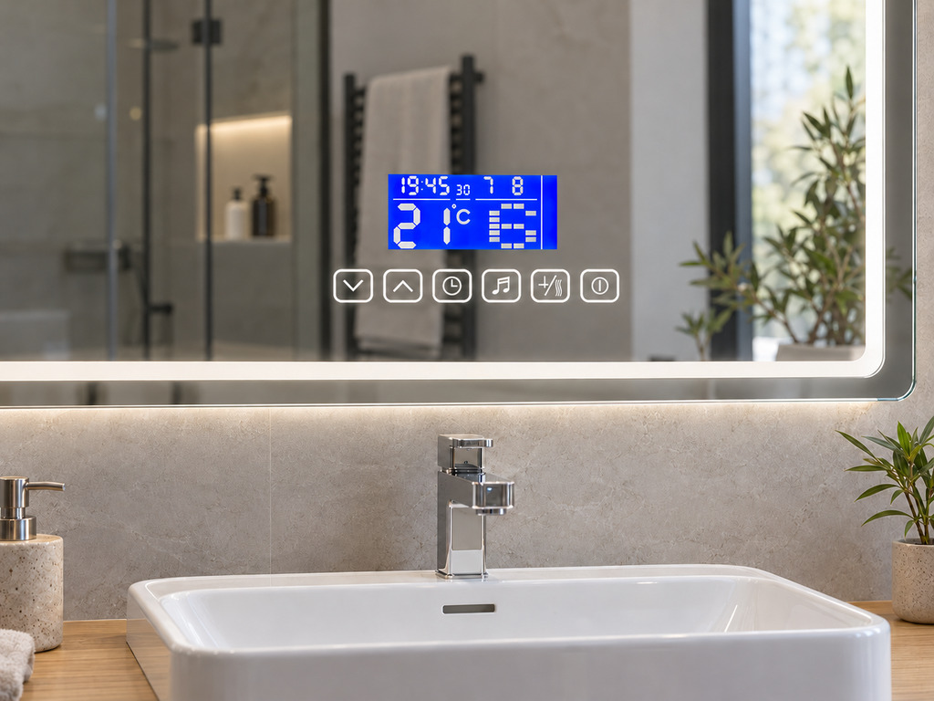 Smart LED bathroom mirror touch sensor controls